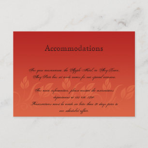 Tarjeta De Recepción Cranberías en Naranja Stripe Boda Hotel Insertar