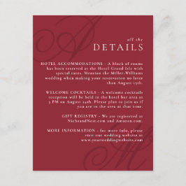 Tarjeta De Recepción Cranberry Red Moderno Edge Elegante Detalles del M