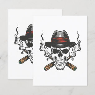 Tarjeta De Recepción Cráneo de gánster con sombrero fedora