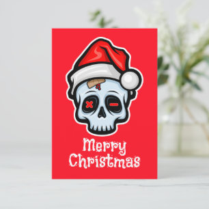 Tarjeta De Recepción Cráneo de Navidades divertidos, Feliz Navidad