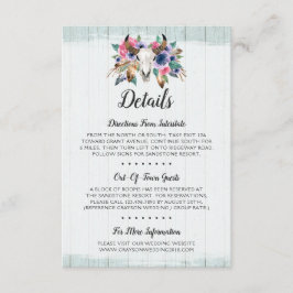 Tarjeta De Recepción Cráneo de Vaca Floral Rústico Detalles Boho / Inst