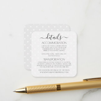 Tarjeta De Recepción Crea Tu Propia Boda Gris de Lunares Blancos Retro