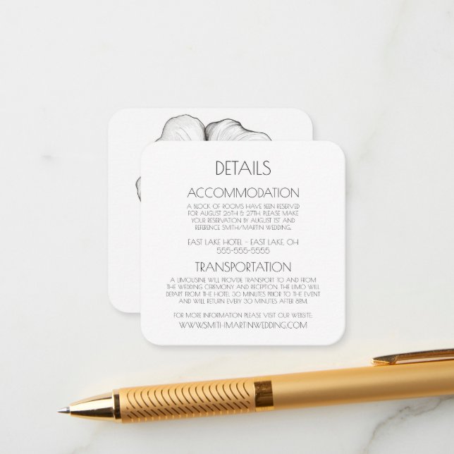 Tarjeta De Recepción Crea tu propia flor en blanco y negro (Anverso/Reverso In Situ)