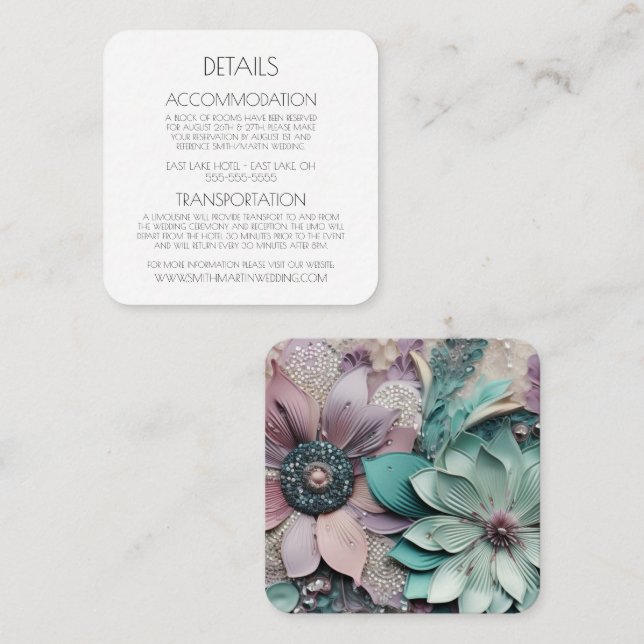 Tarjeta De Recepción Crea tu propio - Flores de papel (Anverso / Reverso)