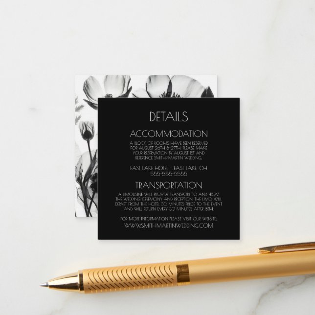 Tarjeta De Recepción Crea tus propias flores de rayos X B&W Personaliza (Anverso/Reverso In Situ)