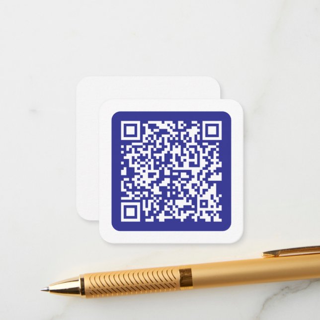 Tarjeta De Recepción Crea un código QR escaneable | Editable Azul Oscur (Anverso/Reverso In Situ)