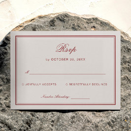 Tarjeta De Recepción Cream and Burgundy Wedding Respone
