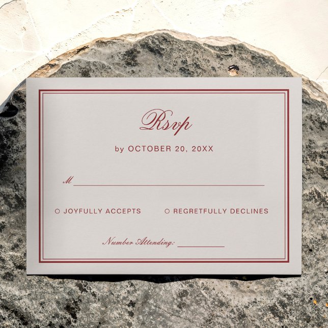 Tarjeta De Recepción Cream and Burgundy Wedding Respone  (Subido por el creador)