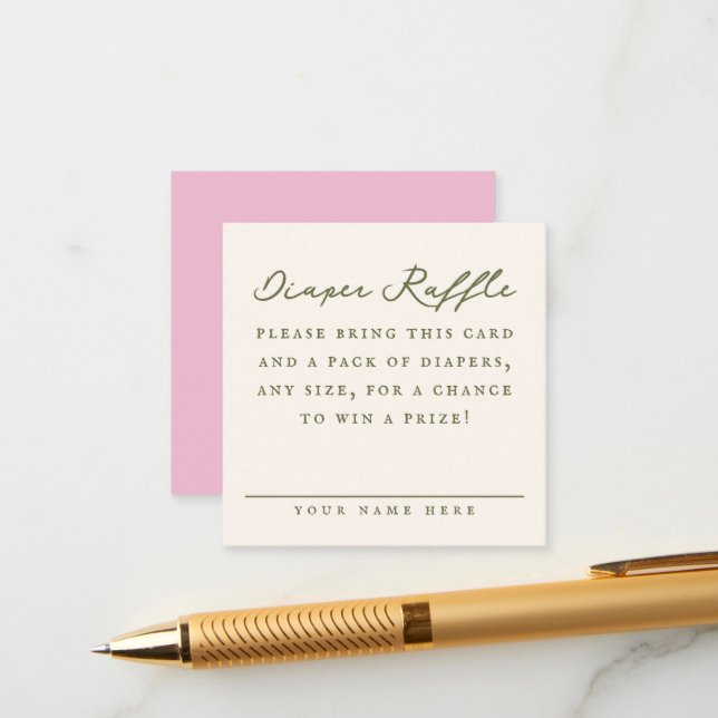 Tarjeta De Recepción Cream Baby Shower Diaper Raffle Entry Card (Anverso/Reverso In Situ)