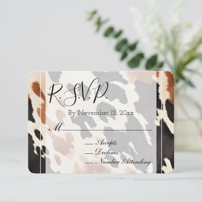 Tarjeta De Recepción Cream Brown Black Wedding RSVP (Anverso de pie)