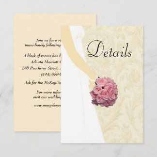 Tarjeta De Recepción Cream Elegant Wedding Gown Boda Detalles