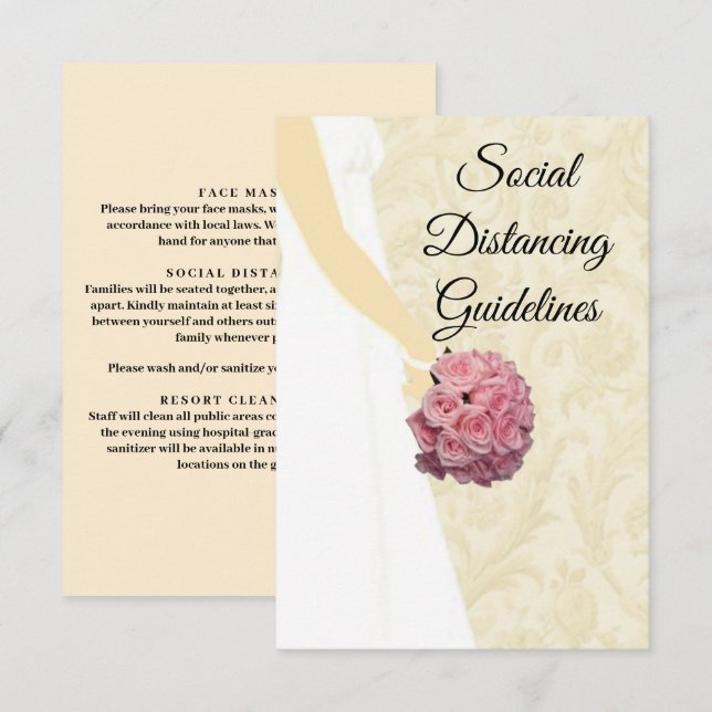 Tarjeta De Recepción Cream Elegant Wedding Gown Gown Safety Measures (Anverso / Reverso)