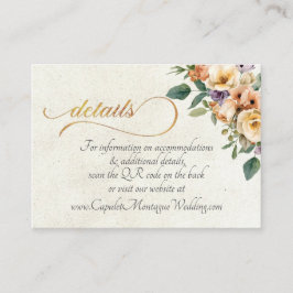 Tarjeta De Recepción Cream Floral, QR Code - Cream