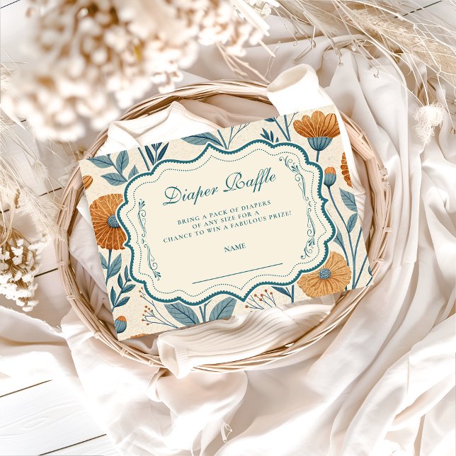 Tarjeta De Recepción Cream Garden Botanical Diapper Raffle (Subido por el creador)