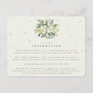 Tarjeta De Recepción Cream Snowberry+Eucalyptus Bouquet Boda Info