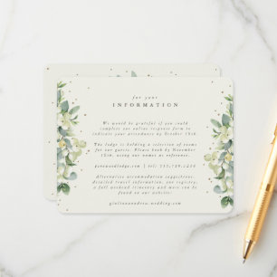 Tarjeta De Recepción Cream Snowberry+Eucalyptus Edgeed Boda Info