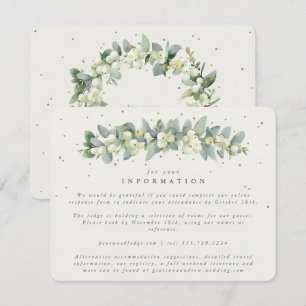 Tarjeta De Recepción Cream Snowberry+Eucalyptus Garland Boda Info
