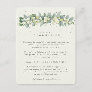 Tarjeta De Recepción Cream Snowberry+Eucalyptus Garland Boda Info