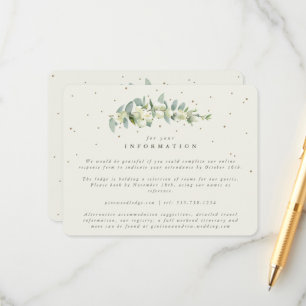 Tarjeta De Recepción Cream Snowberry+Eucalyptus Stem Boda Info