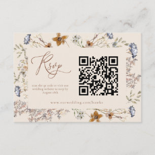 Tarjeta De Recepción Cream Watercolor Wildflowers Calligraphy RSVP