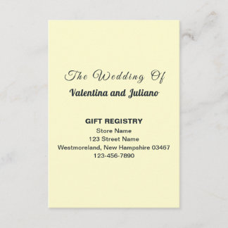 Tarjeta De Recepción Cream Wedding Gift Registry Portrait
