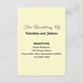 Tarjeta De Recepción Cream Wedding Reception Portrait