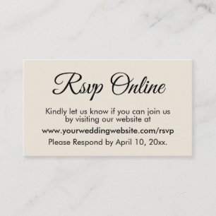 Tarjeta De Recepción Cream Wedding RSVP Online Elegant Simple