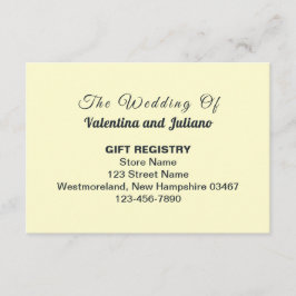Tarjeta De Recepción Cream With Slate Typography Wedding Gift Registry