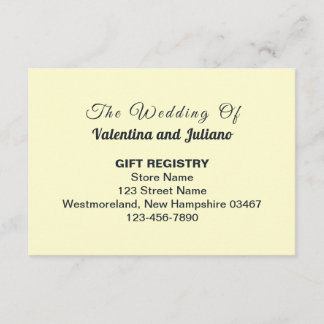 Tarjeta De Recepción Cream With Slate Typography Wedding Gift Registry