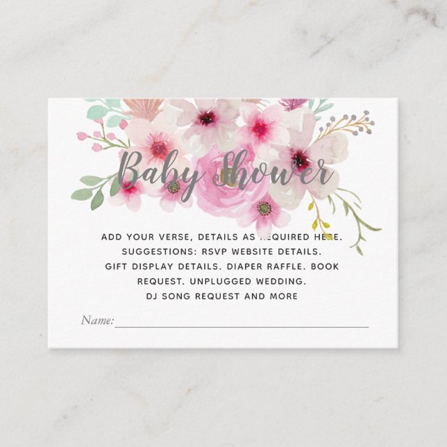 Tarjeta De Recepción Crear inserciones de detalles de eventos propios - (Anverso)