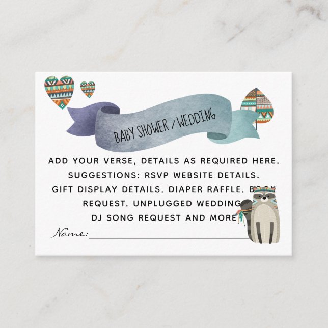 Tarjeta De Recepción Crear propios insertos de eventos - Animales de Wo (Anverso)