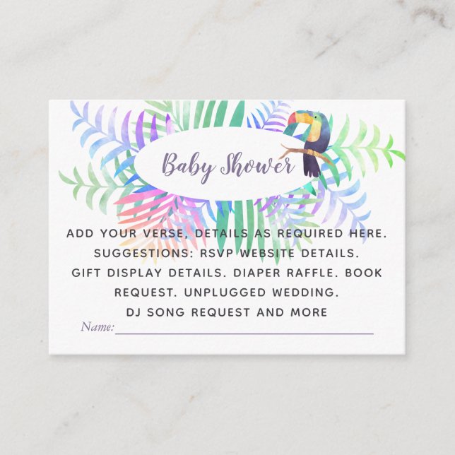 Tarjeta De Recepción Crear propios insertos de eventos - Baby Shower tr (Anverso)