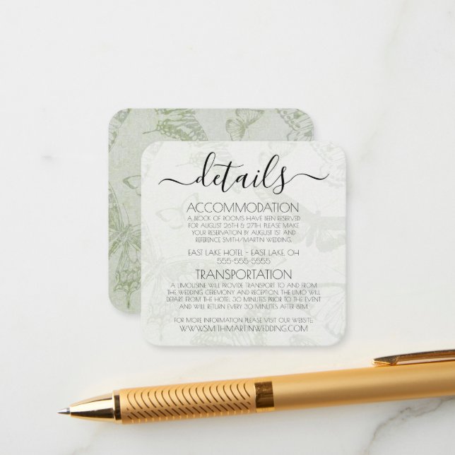 Tarjeta De Recepción Crear su propio patrón de mariposa de época (Anverso/Reverso In Situ)