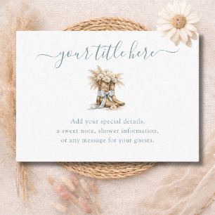 Tarjeta De Recepción Crear tu propia manta para baby shower de Vaquero 