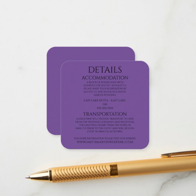 Tarjeta De Recepción Crear uno propio - Púrpura (Anverso/Reverso In Situ)