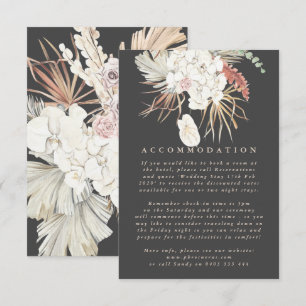 Tarjeta De Recepción Crema de carbón vegetal Pampas Boda de jungla flor