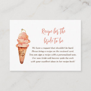 Tarjeta De Recepción Crema de hielo Ducha nupcial Traer una receta