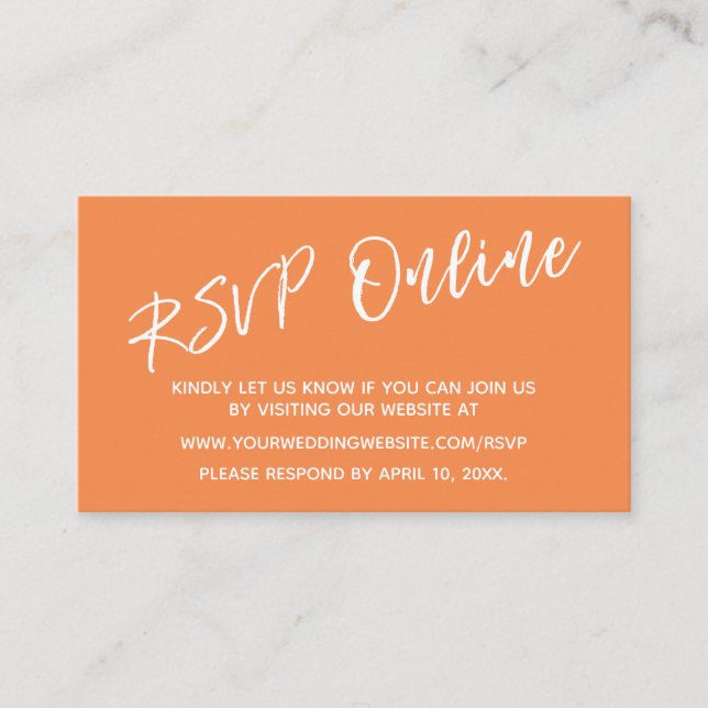 Tarjeta De Recepción Crema de Naranja de escritura a mano RSVP para bod (Anverso)