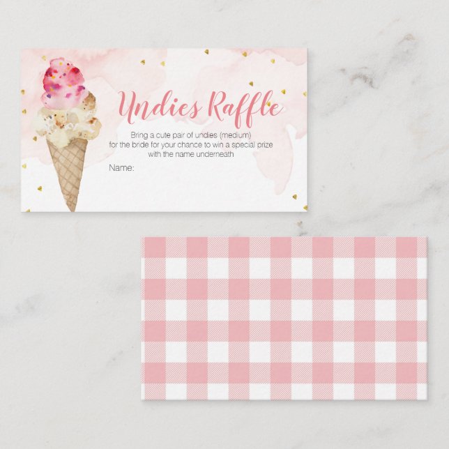 Tarjeta De Recepción Crema rosa de hielo Rubor Undies Raffle Bridal Sho (Anverso / Reverso)