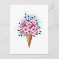 Crema rosa de hielo Sakura Waffle Cone
