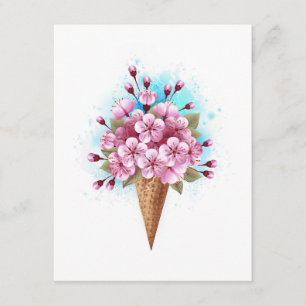 Tarjeta De Recepción Crema rosa de hielo Sakura Waffle Cone