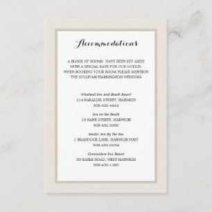Tarjeta De Recepción Crema y blanco   Alojamiento