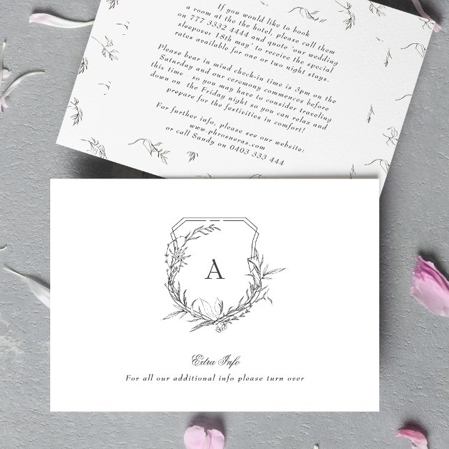 Tarjeta De Recepción cresta de monograma botánico clásico detalle de in (Subido por el creador)