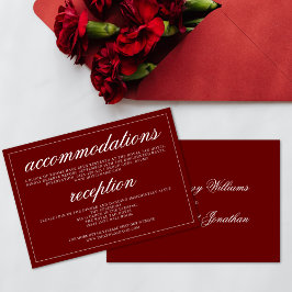 Tarjeta De Recepción Crimson Red Classic Minimal Script Elegante