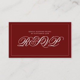 Tarjeta De Recepción Crimson Red Minimalista Elegant QR RSVP