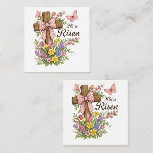 Tarjeta De Recepción Cristianismo- Él ha Resucitado Cruz Floral Religio