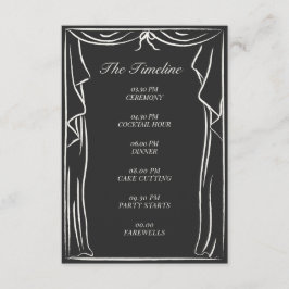 Tarjeta De Recepción Cronología de Boda Cortina Ilustrada
