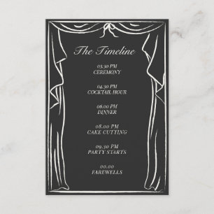 Tarjeta De Recepción Cronología de Boda Cortina Ilustrada