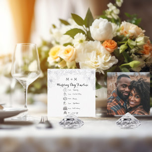 Tarjeta De Recepción Cronología de boda elegante moderna con foto