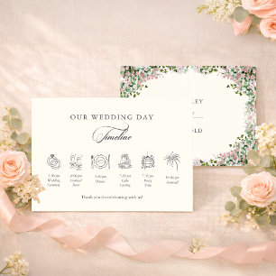 Tarjeta De Recepción Cronología de Boda en Jardín Elegante con Tono Ros